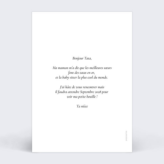 Carte annonce grossesse Définition Tati Verso