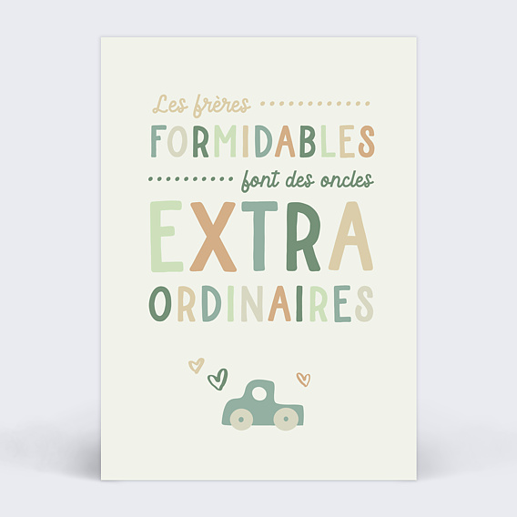 Carte annonce grossesse Frères Extraordinaires Recto