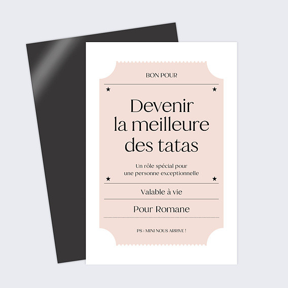 Carte annonce grossesse Bon pour tata