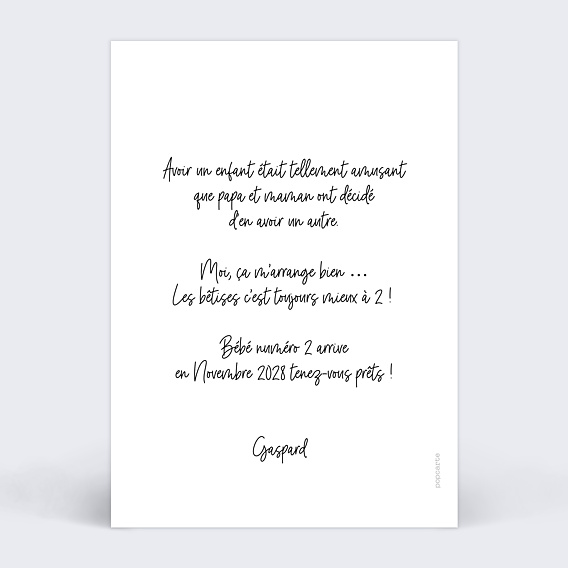 Carte annonce grossesse Protecteur Verso