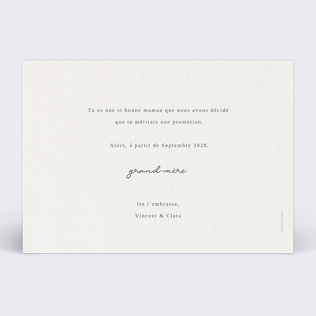 Carte Annonce Grossesse Petit Lapin Gris Verso