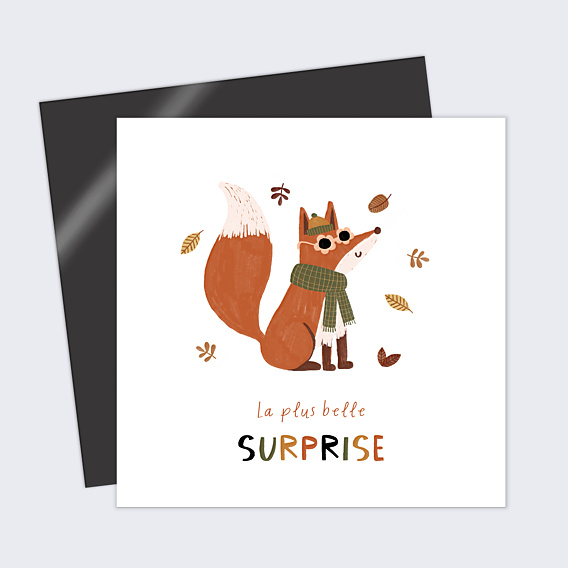 Carte Annonce Grossesse Renard automne