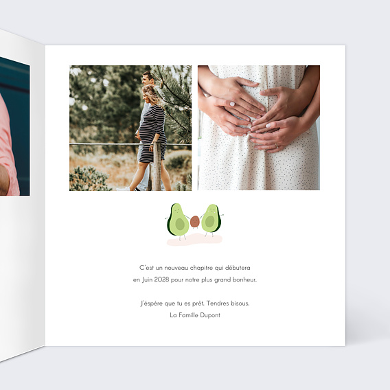 Carte annonce grossesse Avocado Family Intérieur Droit