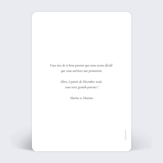 Carte annonce grossesse Définition Mamie Verso