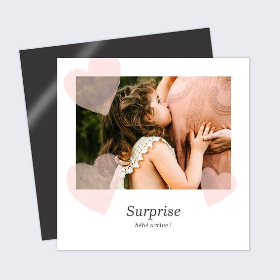 Carte annonce grossesse Cœur Rose