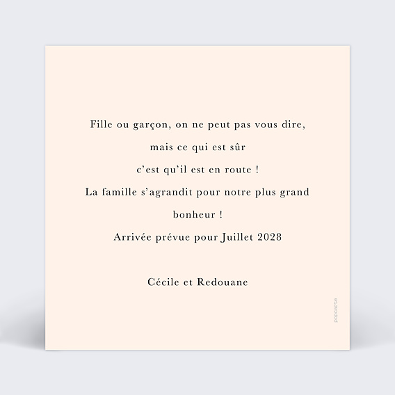 Carte annonce grossesse Chaussons Verso