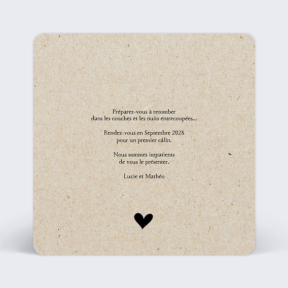 Carte annonce grossesse Grande Annonce Verso