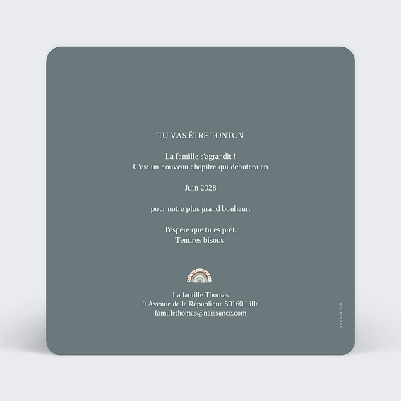Carte annonce grossesse Layette Myrtille Verso