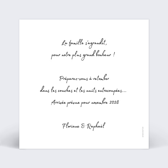 Carte annonce grossesse Polaroïd Verso