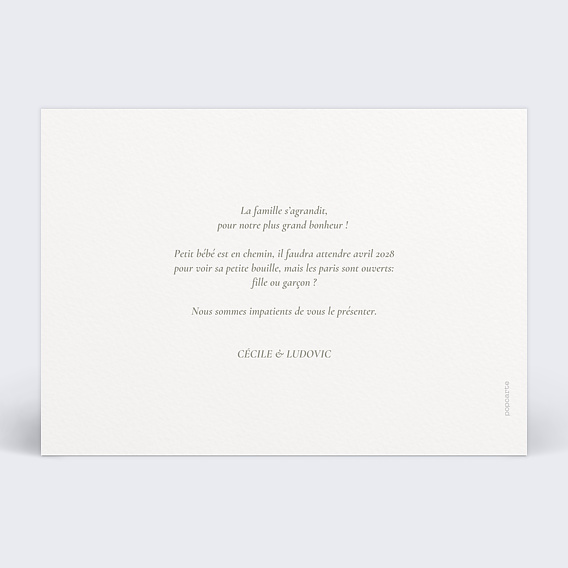 Carte annonce grossesse Elégant Black and White Verso