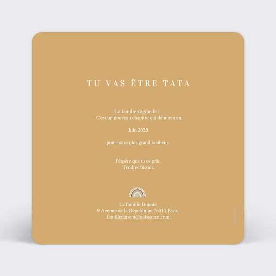 Carte annonce grossesse Layette Bergamote Verso