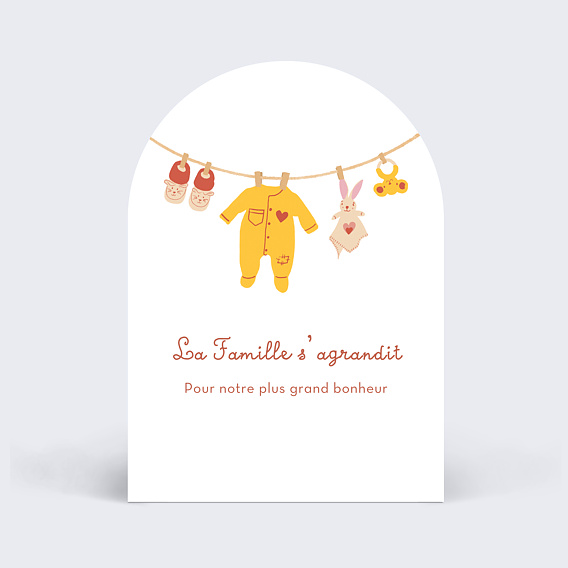 Carte annonce grossesse Corde à linge