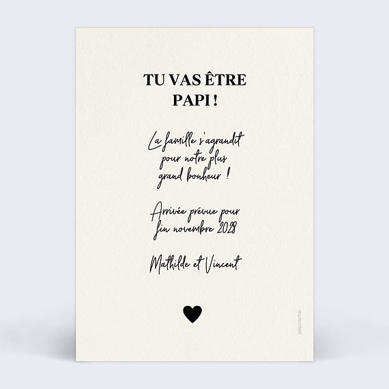Carte annonce grossesse Papi de 2 Verso