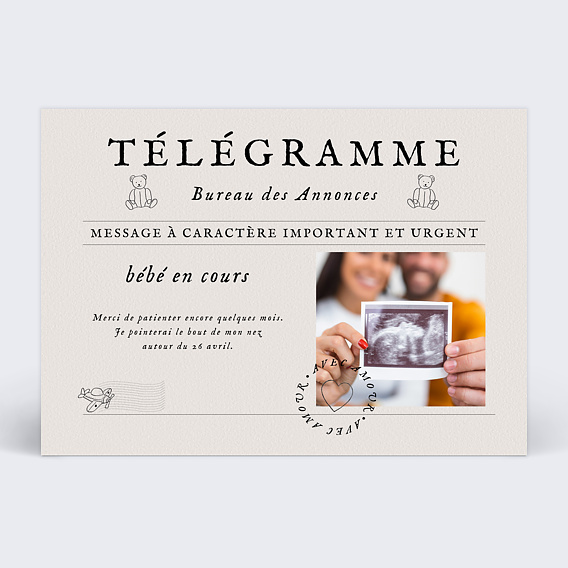 Carte Annonce Grossesse Télégramme