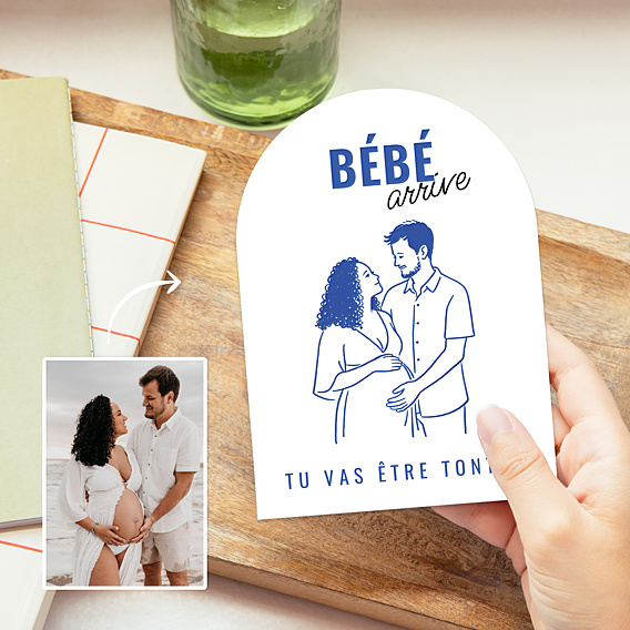 Carte annonce grossesse Votre photo au trait simple
