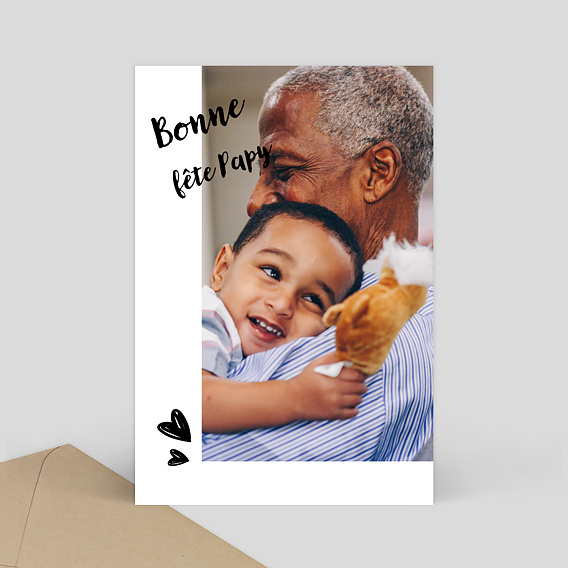 Carte Fête des Grands-pères Cadre Blanc avec Coeur