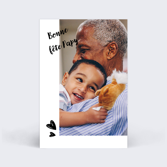 Carte Fête des Grands-Pères Cadre Blanc avec Coeur