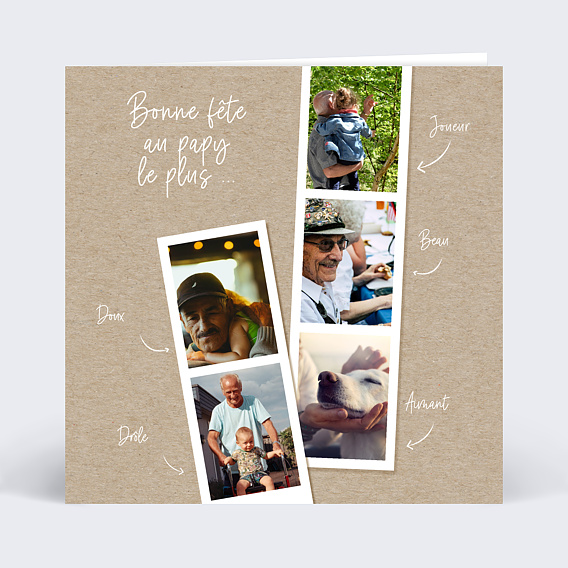 Carte Fête des Grands-Pères Photomaton Kraft