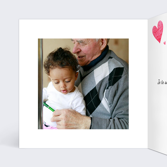 Carte fête des grands-pères Envolée de Coeurs Intérieur Gauche