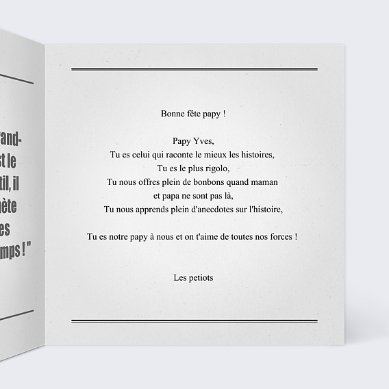 Carte Fête des Grands-Pères Journal Intérieur Droit
