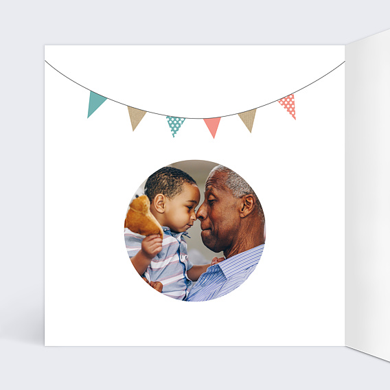 Carte fête des grands-pères Fanions Colorés Intérieur Gauche