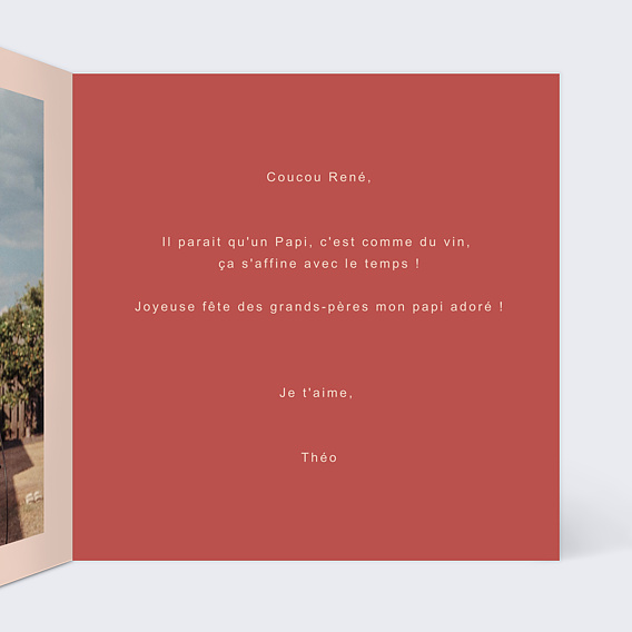 Carte fête des grands-pères Velours Intérieur Droit