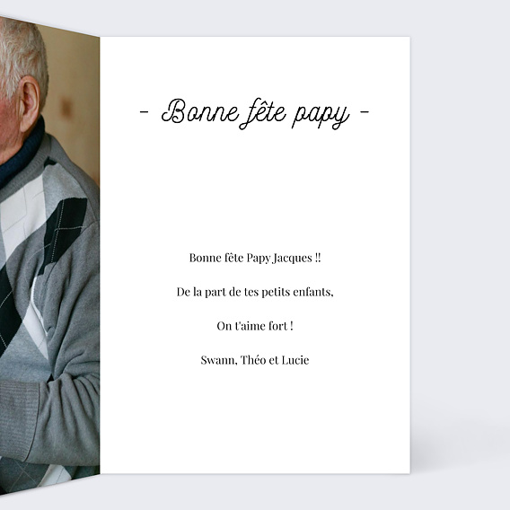 Carte fête des grands-pères Tirets Noirs Intérieur Droit