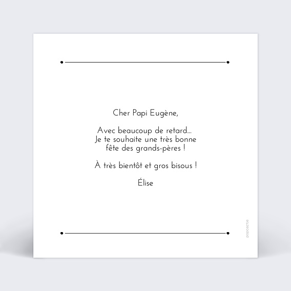 Carte fête des grands-pères Design Verso