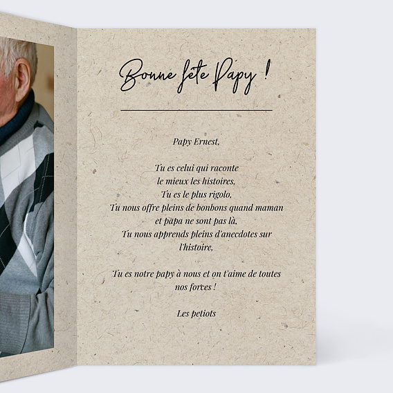 Carte fête des grands-pères Esprit Chiné Intérieur Droit