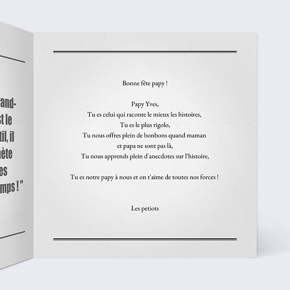 Carte fête des grands-pères Journal Intérieur Droit