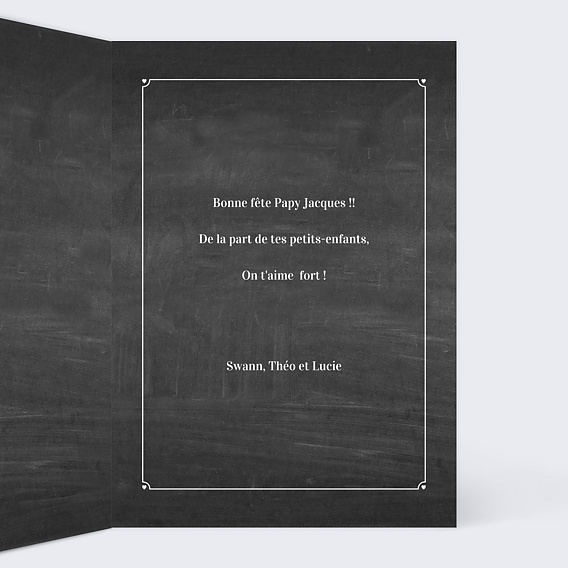 Carte fête des grands-pères Touche Ardoise Intérieur Droit