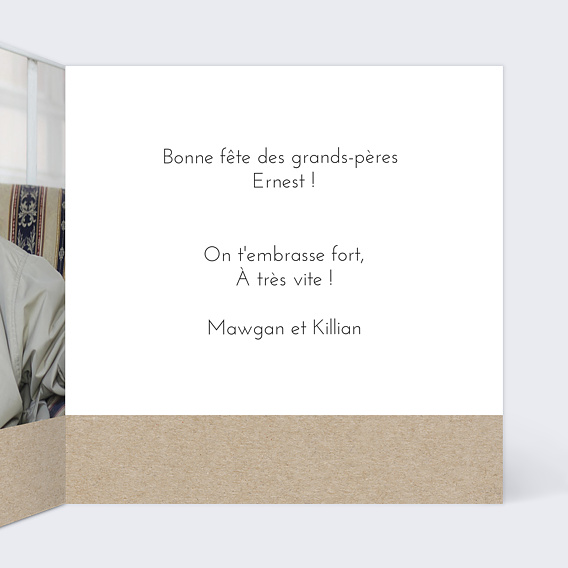 Carte fête des grands-pères Photomaton Kraft Intérieur Droit