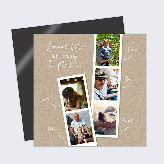 Carte fête des grands-pères Photomaton Kraft