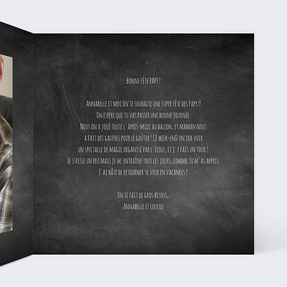 Carte fête des grands-pères Ardoise Intérieur Droit