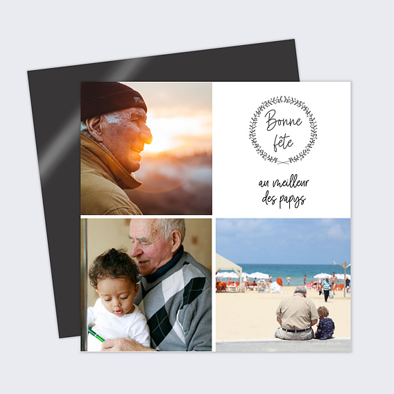 Carte fête des grands-pères Couronne Fleurie