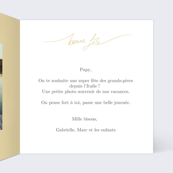 Carte fête des grands-pères Jolie Typographie Intérieur Droit