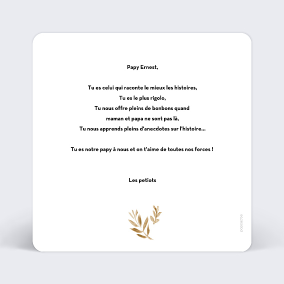 Carte Fête des Grands-Pères Golden Jungle Verso