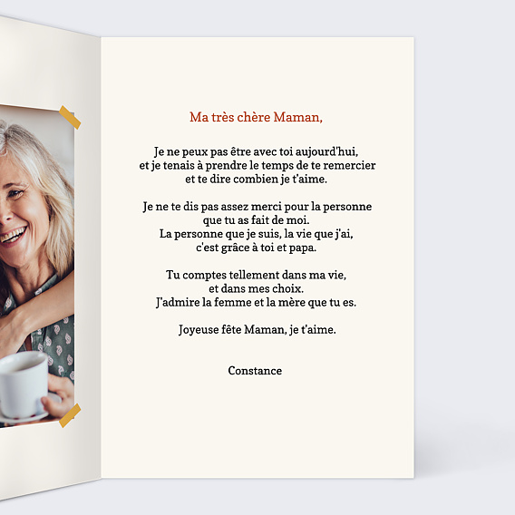 Carte fête des mères Loin des Yeux Intérieur Droit