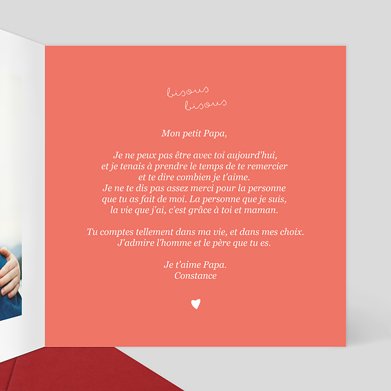 Carte fête des pères Bisous Intérieur Droit