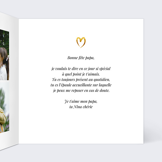 Carte fête des pères Ligne Ocre Intérieur Droit