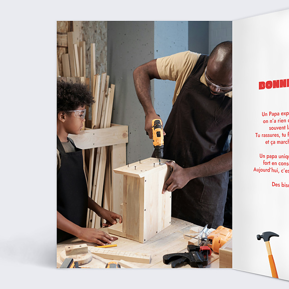 Carte fête des pères Papa bricoleur Intérieur Gauche