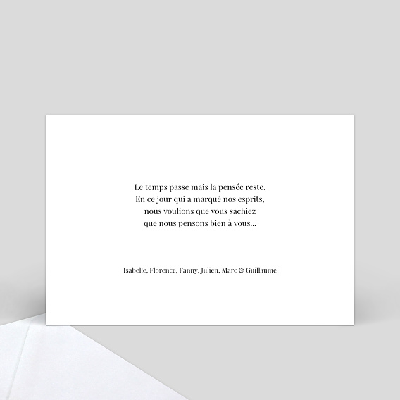 Carte de condoléances Envolée Verso
