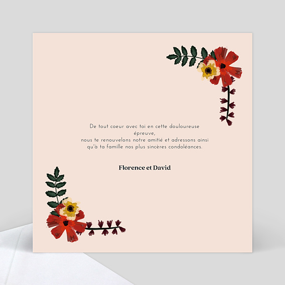 Carte de condoléances Anémone Verso