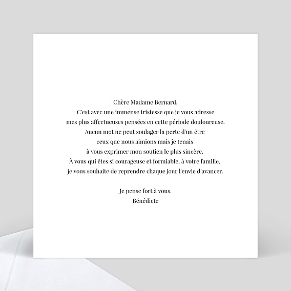 Carte de condoléances Tirets Verso