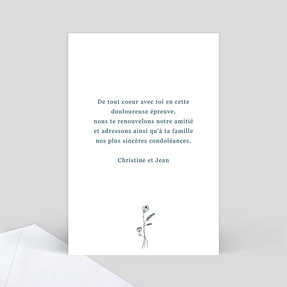 Carte de condoléances Fleurs Séchées Bleu Verso