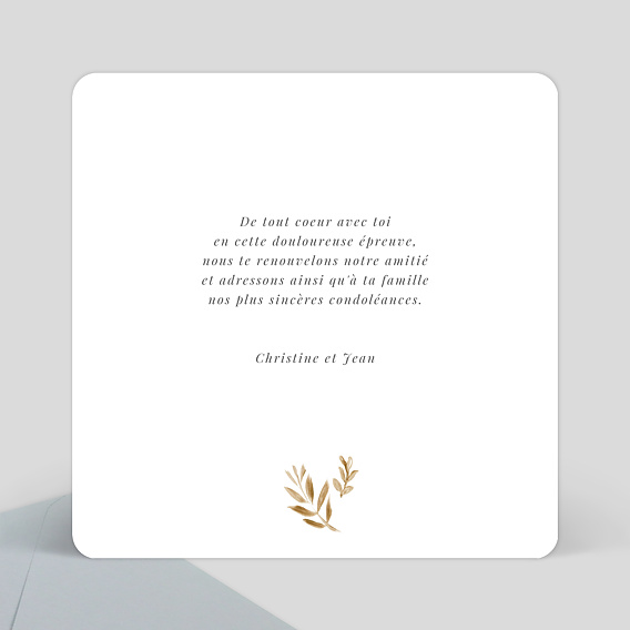 Carte de condoléances Golden Jungle Verso