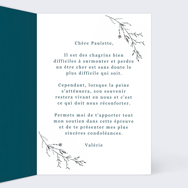 Carte de condoléances Couronne de Fleurs séchées Intérieur Droit