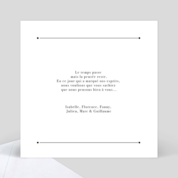 Carte de condoléances Classique Cadre Verso