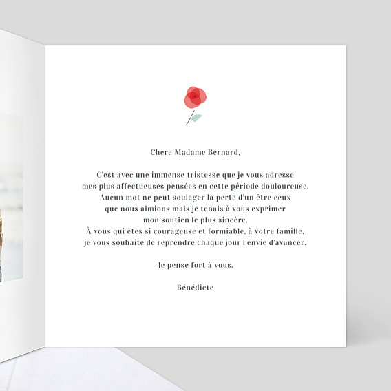 Carte de condoléances Croix Fleurie Intérieur Droit