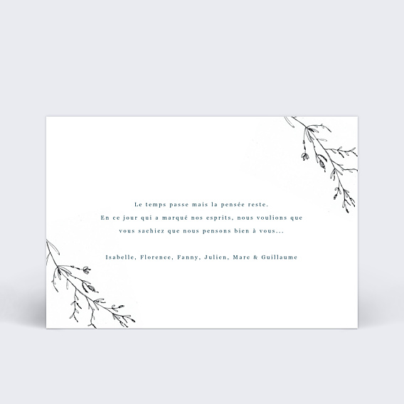 Carte de Condoléances Fleurs Séchées Vert